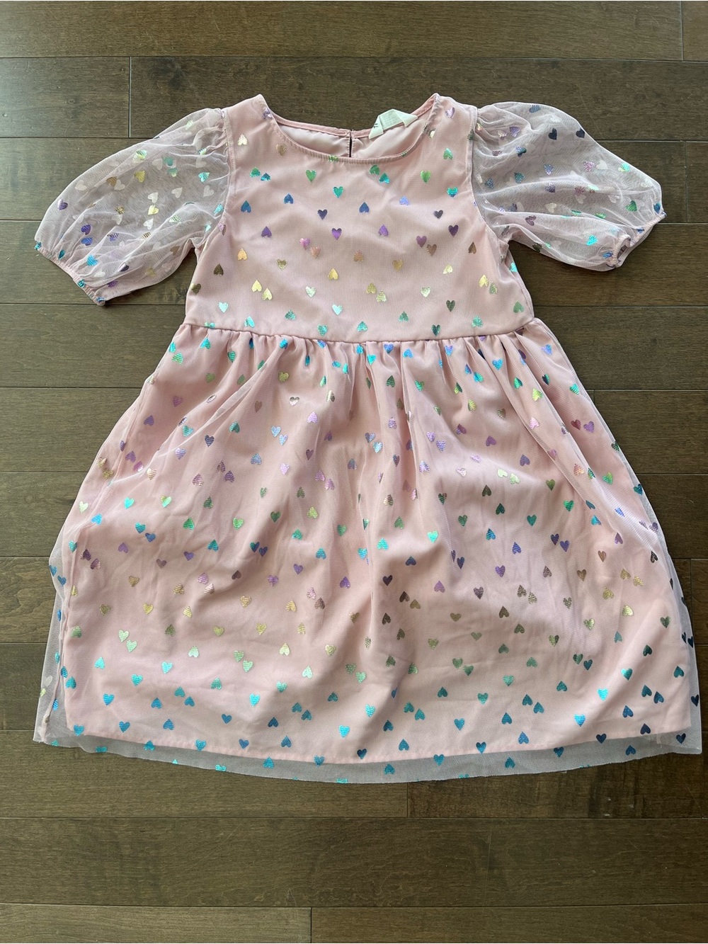 H&M Pink Dress with Iridescent Heart Print